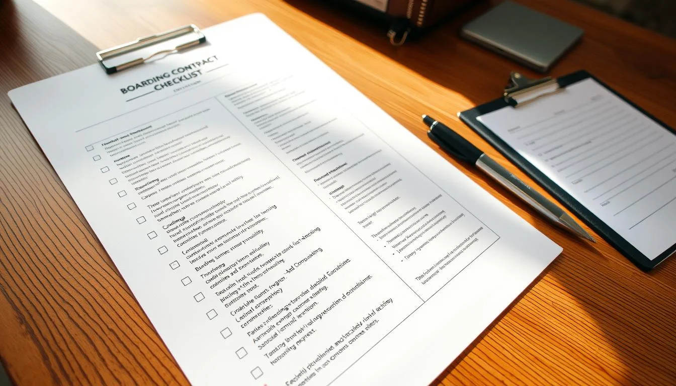 boarding contract checklist